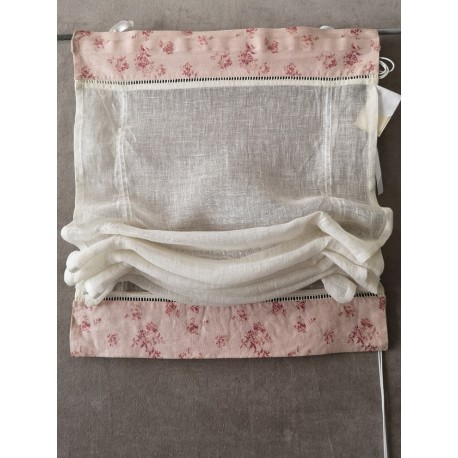 Stores Bateau Lin Blanc Haut/Bas Rose 60 x 150   Rideau N°325