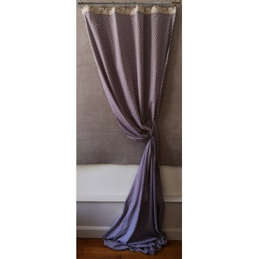 Paire de Rideaux Lilas Pois Blancs EN FIL D'INDIENNE Anneaux 110 x 280  N°404