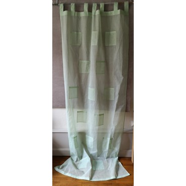 Rideau Organdi Poches Vert d'eau 110 X 250 N°414