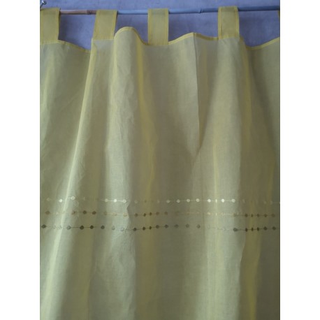 Paire de Rideaux Organdi Citron vert Brodé 105 X 250 N°415