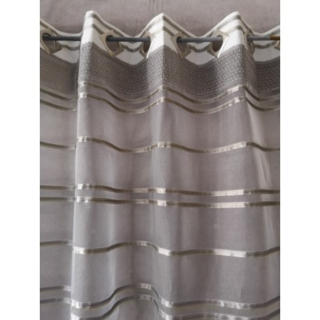 Paire de Voilages Organza Blanc/Gris140 x 250  RideauN°433