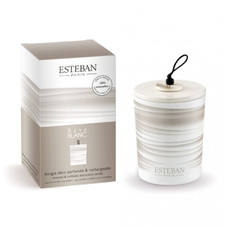 Bougie Déco Parfumée Rechargeable ESTEBAN - Rêve Blanc