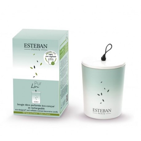 Bougie Déco PUR LIN 180gr rechargeable - ESTEBAN