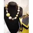 Collier AURORE Perles Jaunes & nacrées, Pierres & Cristaux - Francine BRAMLI Paris