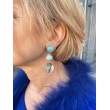 Clips BETY turquoise perle de Majorque - Francine BRAMLI Paris Bijoux