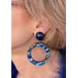Clips IRENE Bleu reflets orange - Francine BRAMLI Paris Bijoux