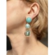 Clips BETY turquoise perle de Majorque - Francine BRAMLI Paris Bijoux
