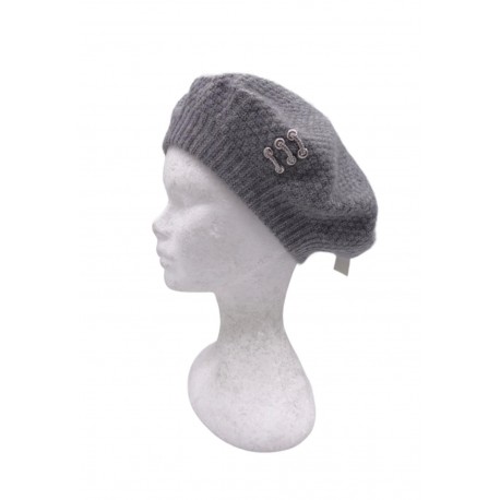 BÉRET Gris Angora Laine