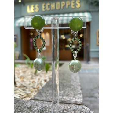 CHARLINE vert perle & cristaux de Swarovski - Francine BRAMLI Paris