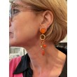 SOFIA doré & orange - Francine BRAMLI Paris, boucles d'oreilles à clips