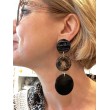 BOLA noir & pailletée doré - Francine BRAMLI Paris, boucles d'oreilles