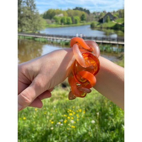 Bracelet TONY Maillons orange & pailleté - FRANCINE BRAMLI PARIS