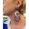 KARINE maillons violet/argenté - Francine BRAMLI Paris, boucles d'oreilles