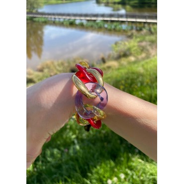 Bracelet ALESSIA Maillons rouge or mauve jaune - FRANCINE BRAMLI PARIS