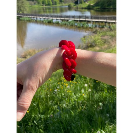 Bracelet ENZO Maillons rouge - FRANCINE BRAMLI PARIS