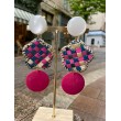 ETOILE Ramboutan Bleu/framboise - Francine BRAMLI ParIs boucles d'oreilles