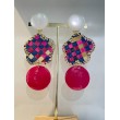 ETOILE Ramboutan Bleu/framboise - Francine BRAMLI ParIs boucles d'oreilles