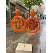 OCTOPLAGE Raphia Orange/multico - Francine BRAMLI Paris boucles d'oreilles