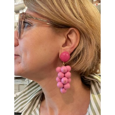 GRAPPE Rose - Francine BRAMLI Paris boucles d'oreilles