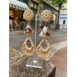 PLAYA Raphia naturel & Pyramide - Francine BRAMLI Paris boucles d'oreilles