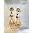 PLAYA Raphia naturel & Pyramide - Francine BRAMLI Paris boucles d'oreilles