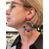 BASTILLES Multicolore Cabochon fuchsia - Francine BRAMLI Paris boucles d'oreilles