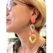 KARINE maillons Vert d'eau/corail/jaune nacré - Francine BRAMLI Paris, boucles d'oreilles