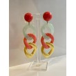 KARINE maillons Vert d'eau/corail/jaune nacré - Francine BRAMLI Paris, boucles d'oreilles