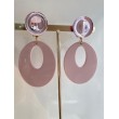DELIA rose pâle Cabochon miroir - Francine BRAMLI Paris, boucles d'oreilles