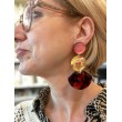 EVENTAIL Cerise & doré  - Francine BRAMLI Paris, boucles d'oreilles