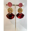 EVENTAIL Cerise & doré  - Francine BRAMLI Paris, boucles d'oreilles