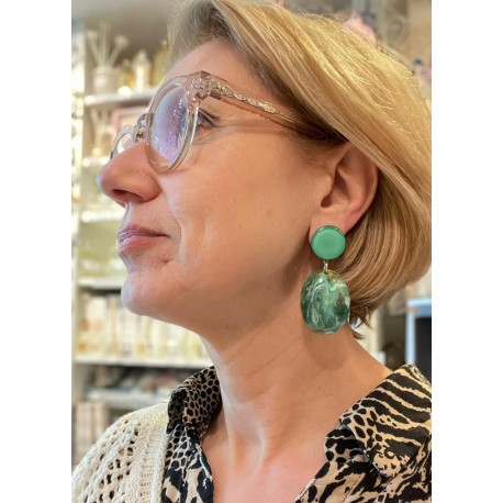 AVILA Vert marbré - FRANCINE BRAMLI Paris boucles d'oreilles