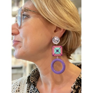 DORIS Mauve/rose - Francine BRAMLI Paris boucles d'oreilles