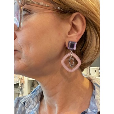 CHARLINE mauve carré & cristaux de Swarovski - Francine BRAMLI Paris