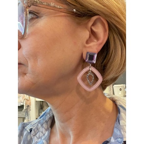 CHARLINE mauve carré & cristaux de Swarovski - Francine BRAMLI Paris