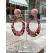 DELIA rose fleuri acétate - Francine BRAMLI Paris, boucles d'oreilles