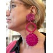 PLAGE longue Fuchsia Cabochon FLEUR - Francine BRAMLI Paris