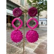 PLAGE longue Fuchsia Cabochon FLEUR - Francine BRAMLI Paris