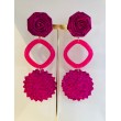 PLAGE longue Fuchsia Cabochon FLEUR - Francine BRAMLI Paris