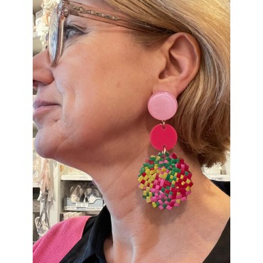 PLAGE Rose, Fuchsia, vert - Francine BRAMLI Paris
