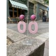 OVALE Rose Cabochon fuchsia rayé - Francine BRAMLI Paris
