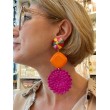 PLAGE Raphia Fuchsia orange - Francine BRAMLI Paris