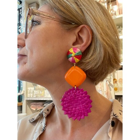 PLAGE Raphia Fuchsia orange - Francine BRAMLI Paris