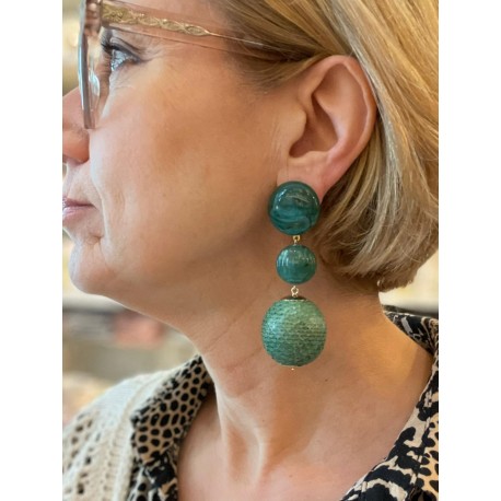 DANILA vert et perle en cuir de Galuchat - Francine BRAMLI Paris