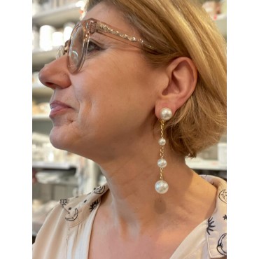 BONNIE 3 Perles Nacrées sur chaine - Francine BRAMLI Paris