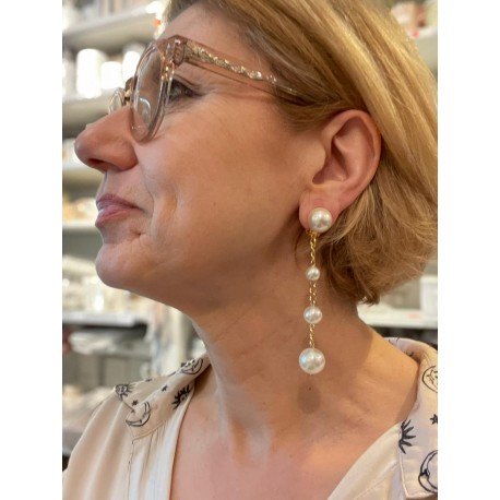 BONNIE 3 Perles Nacrées sur chaine - Francine BRAMLI Paris