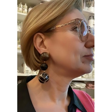 COUMBA 2 perles marron & ethnique - Francine BRAMLI Paris