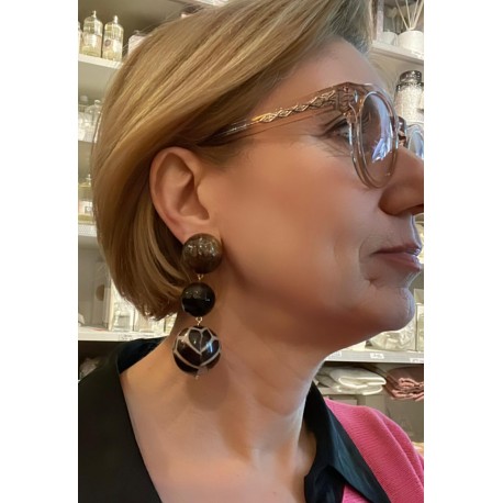 COUMBA 2 perles marron & ethnique - Francine BRAMLI Paris