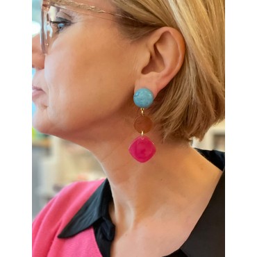 DOLLY Turquoise orange fuchsia - Francine BRAMLI Paris