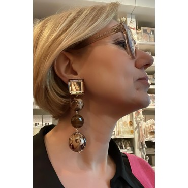 AMINA 3 perles marrons & facettées - Francine BRAMLI Paris